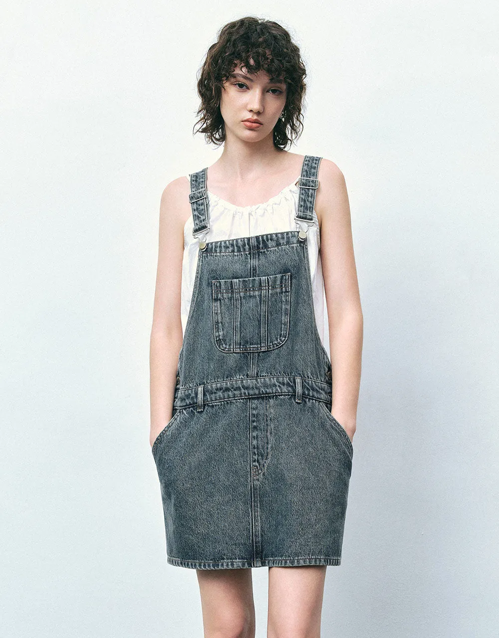 Denim Pinafore Dress sold by Urban Revivo