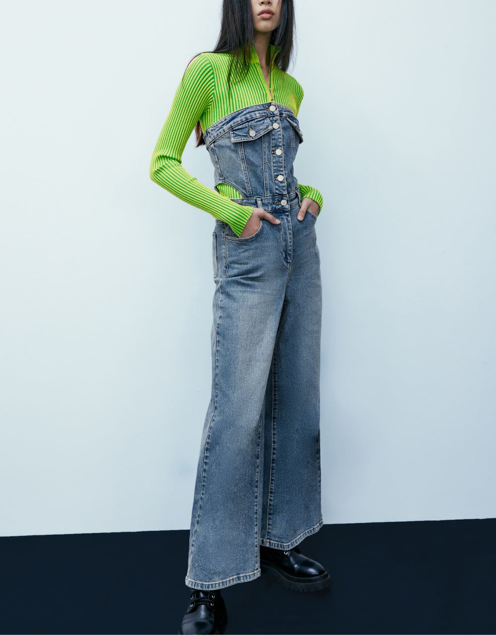 Off-Shoulder Denim Jumpsuit sold by Urban Revivo product image thumbnail 5