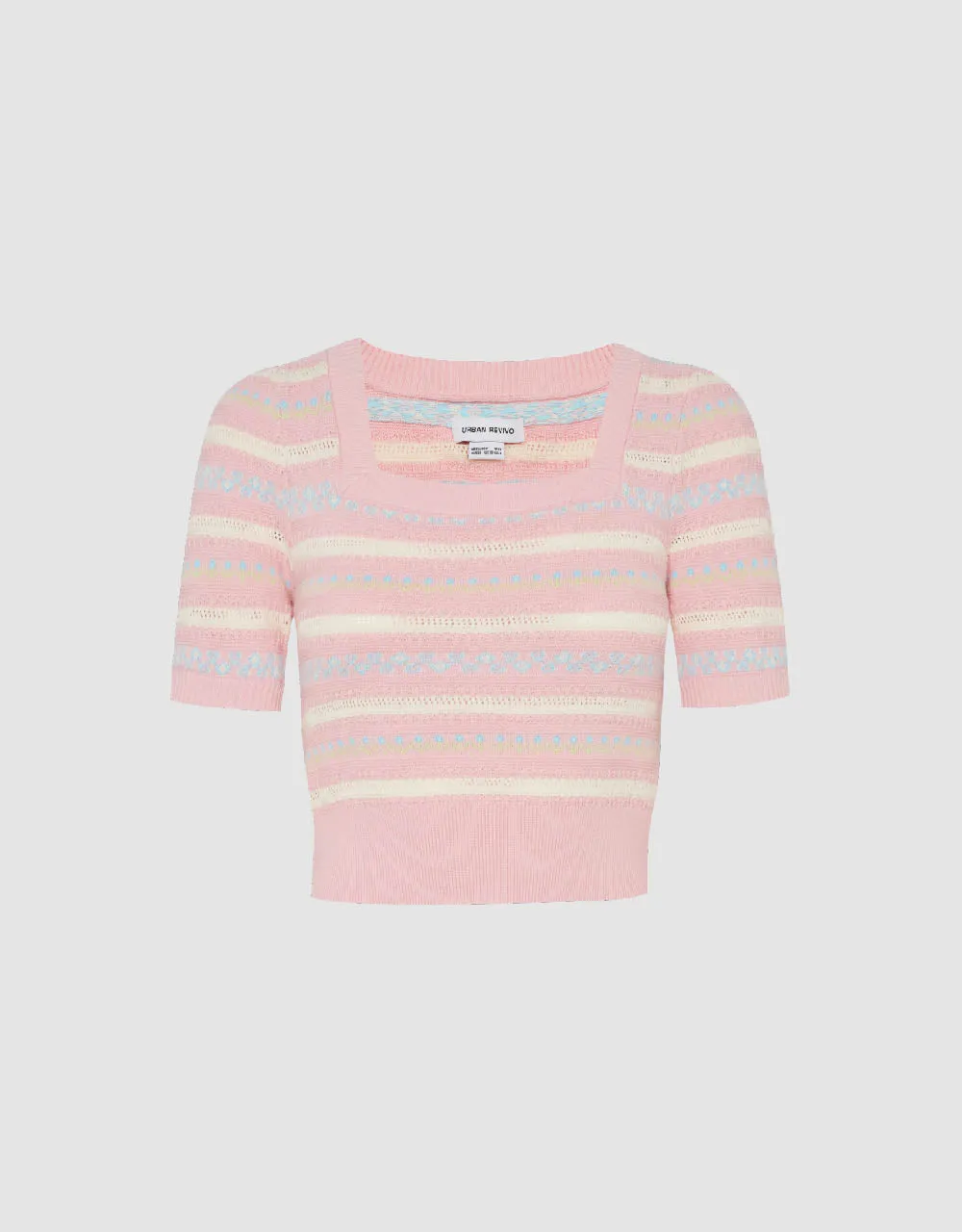 Square-cut Collar Knitted T-Shirt sold by Urban Revivo product image thumbnail 2