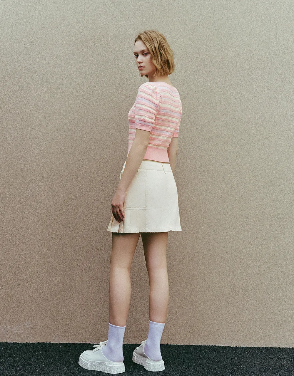 Square-cut Collar Knitted T-Shirt sold by Urban Revivo product image thumbnail 5
