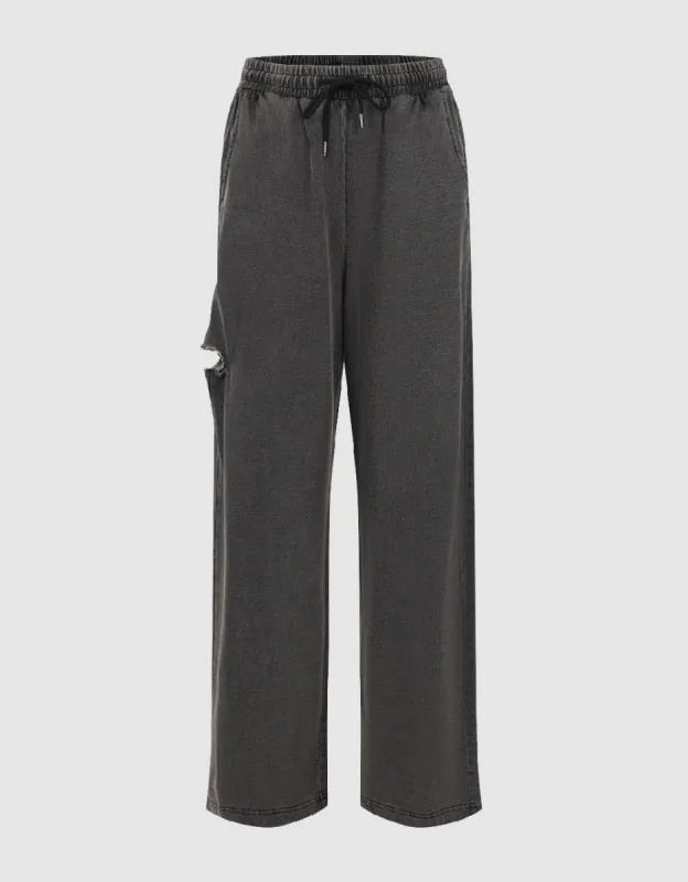 Elastic Waist Wide-Leg Jeans sold by Urban Revivo