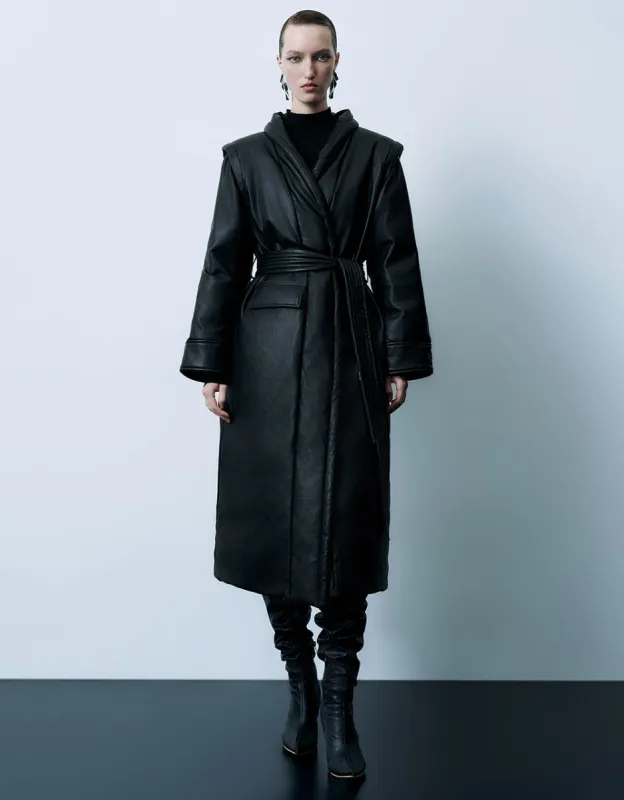 Vegan Leather Down Jacket sold by Urban Revivo