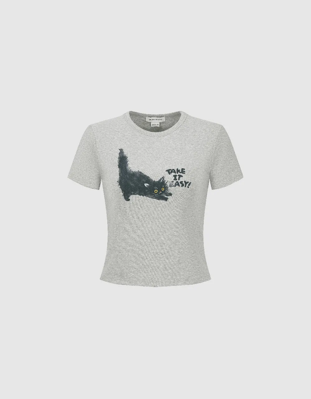 Cat Printed Crew Neck Skinny T-Shirt sold by Urban Revivo product image thumbnail 2