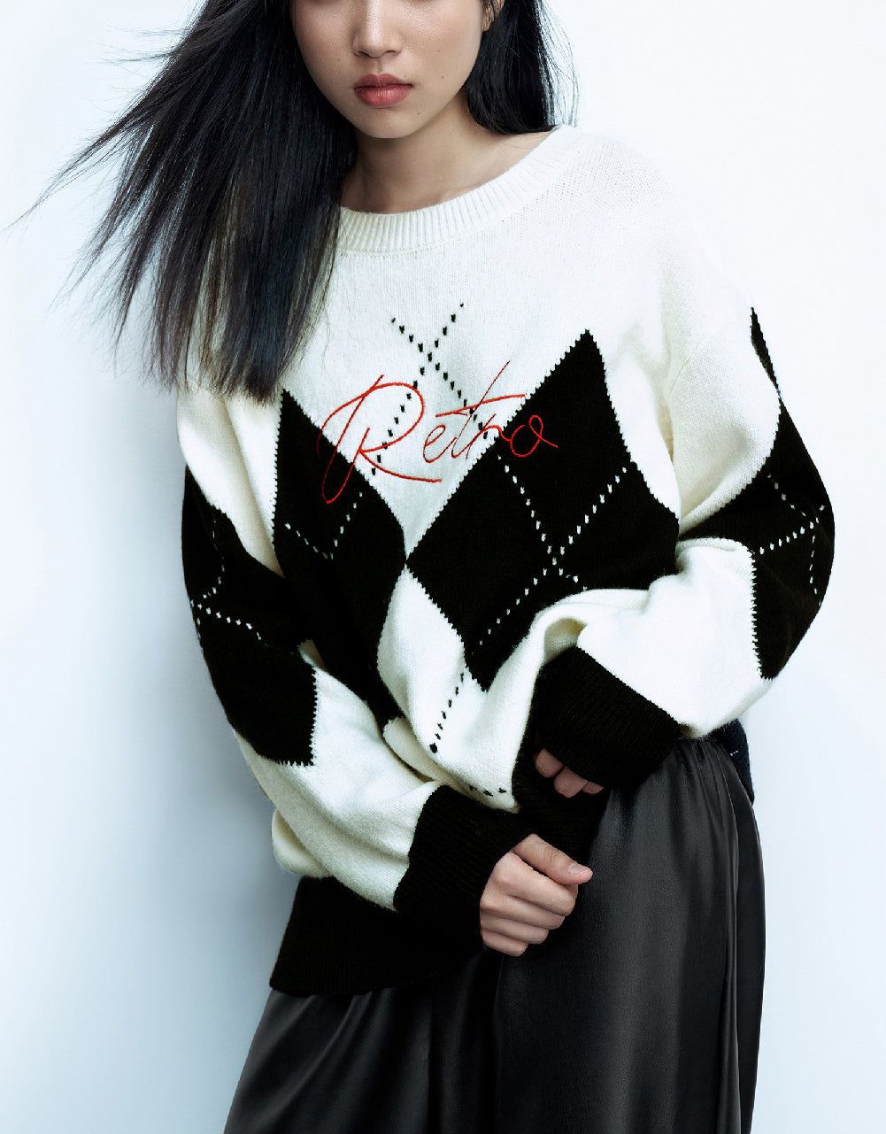 Letter Embroidered Drop Shoulder Sleeve Sweater sold by Urban Revivo product image thumbnail 3