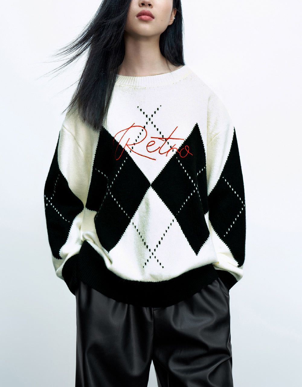 Letter Embroidered Drop Shoulder Sleeve Sweater sold by Urban Revivo product image thumbnail 2
