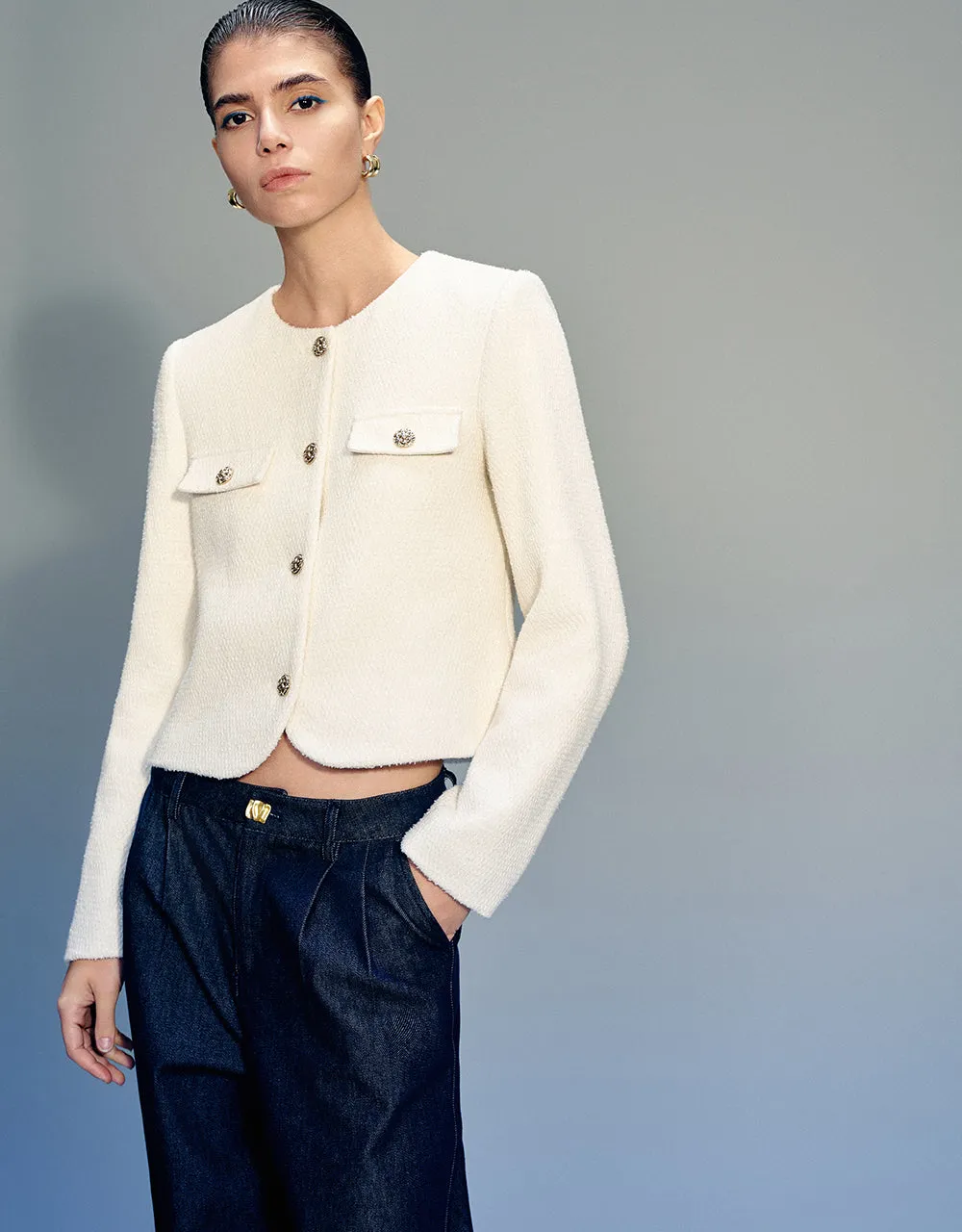 Crew Neck Denim Jacket sold by Urban Revivo product image thumbnail 3