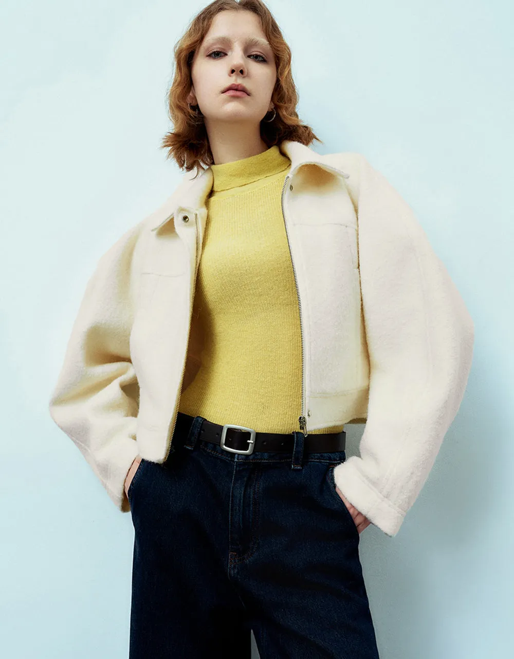 Raglan Sleeve Woolen Jacket sold by Urban Revivo
