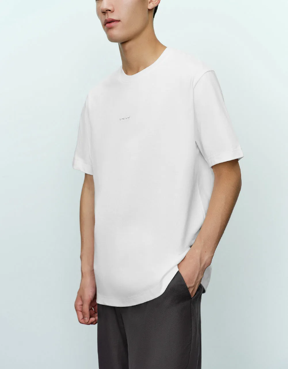 Crew Neck Straight T-Shirt sold by Urban Revivo product image thumbnail 3
