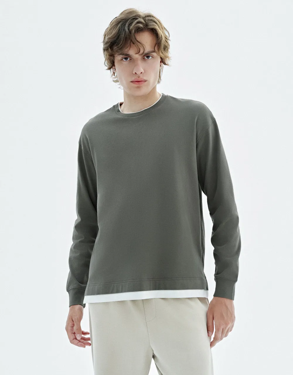 Drop Shoulder Sleeve Crew Neck T-Shirt sold by Urban Revivo