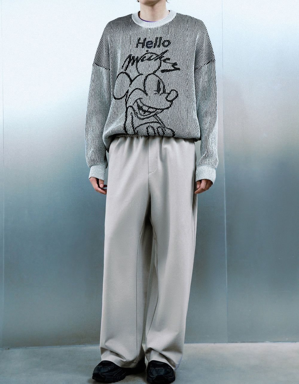 Drawstring Waist Knitted Straight Pants sold by Urban Revivo product image thumbnail 2