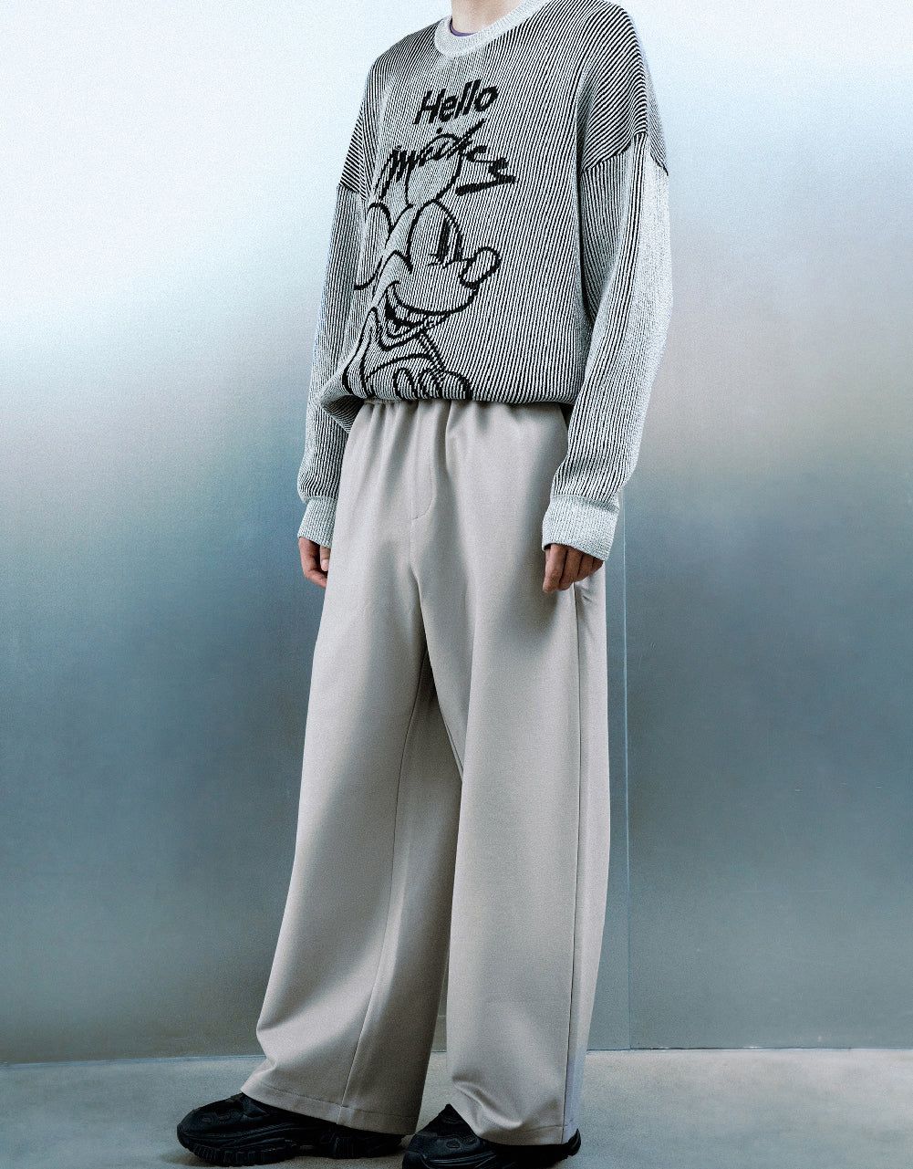 Drawstring Waist Knitted Straight Pants sold by Urban Revivo product image thumbnail 4