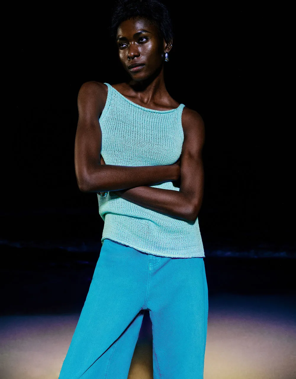 Sleeveless Off-Shoulder Knitted Cami Top sold by Urban Revivo