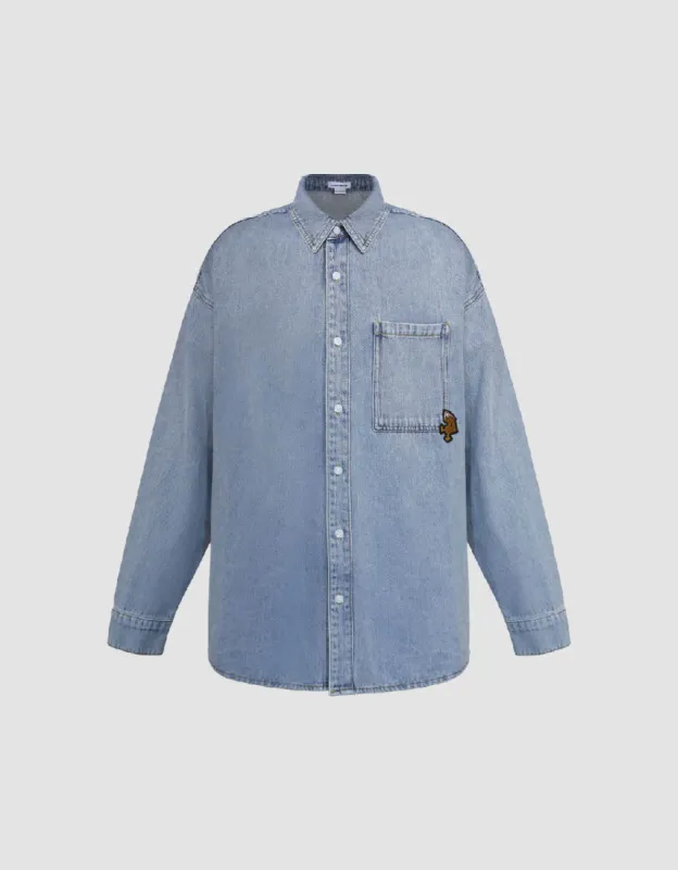 Button Up Denim Shirt sold by Urban Revivo