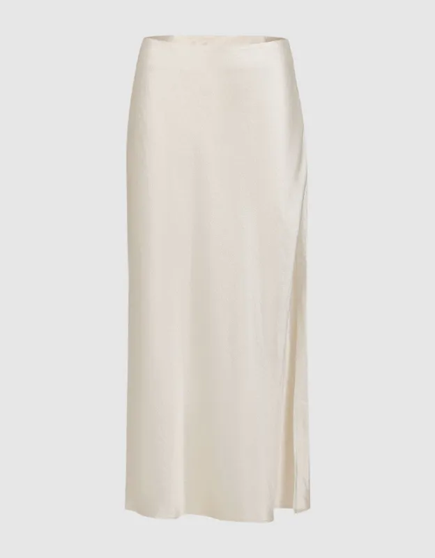 Silk Effect Midi A-Line Skirt sold by Urban Revivo