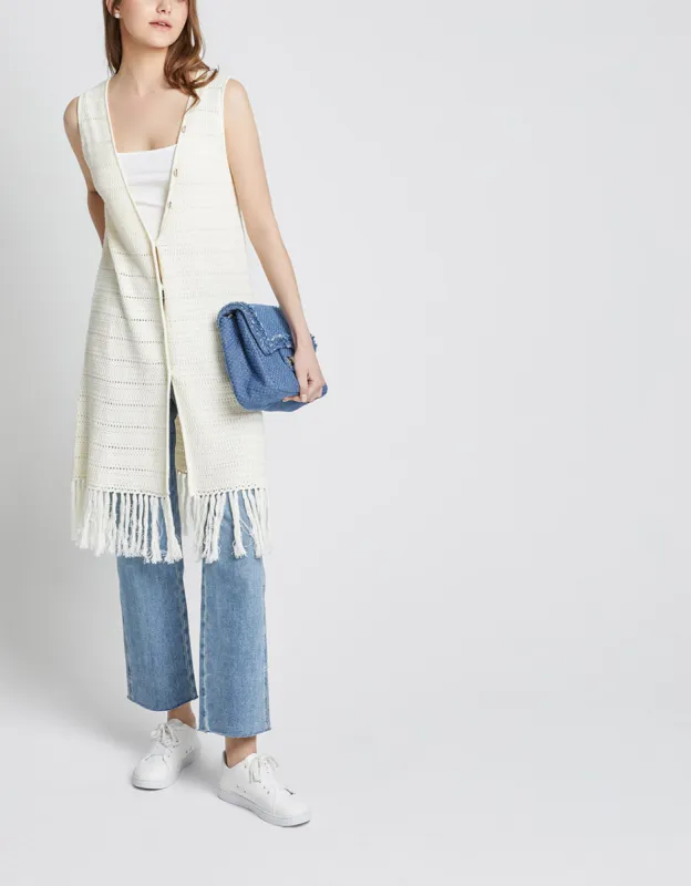 Fringe Hem Knitted Vest sold by Urban Revivo
