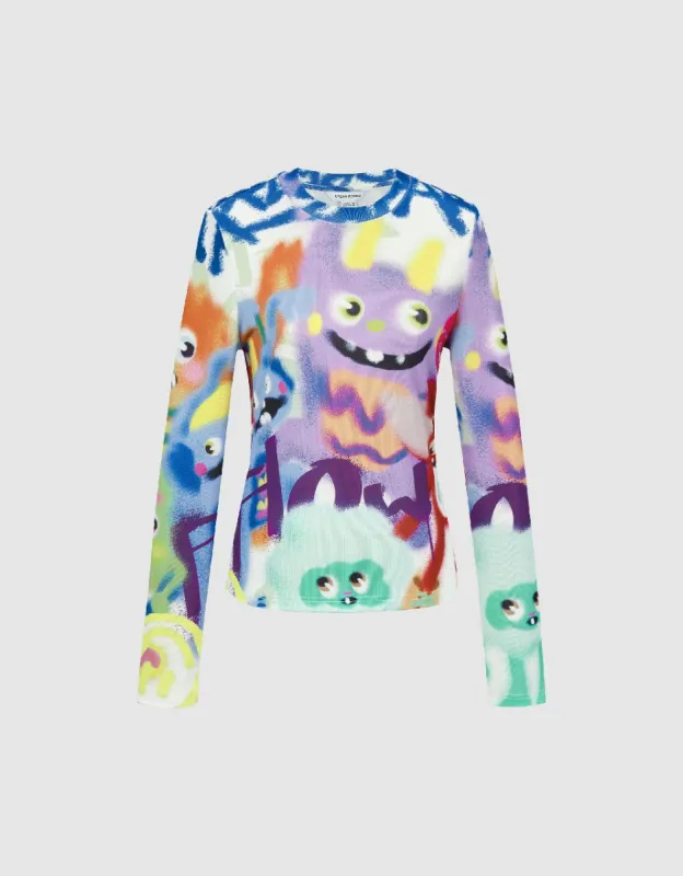 Printed Crew Neck Skinny T-Shirt sold by Urban Revivo