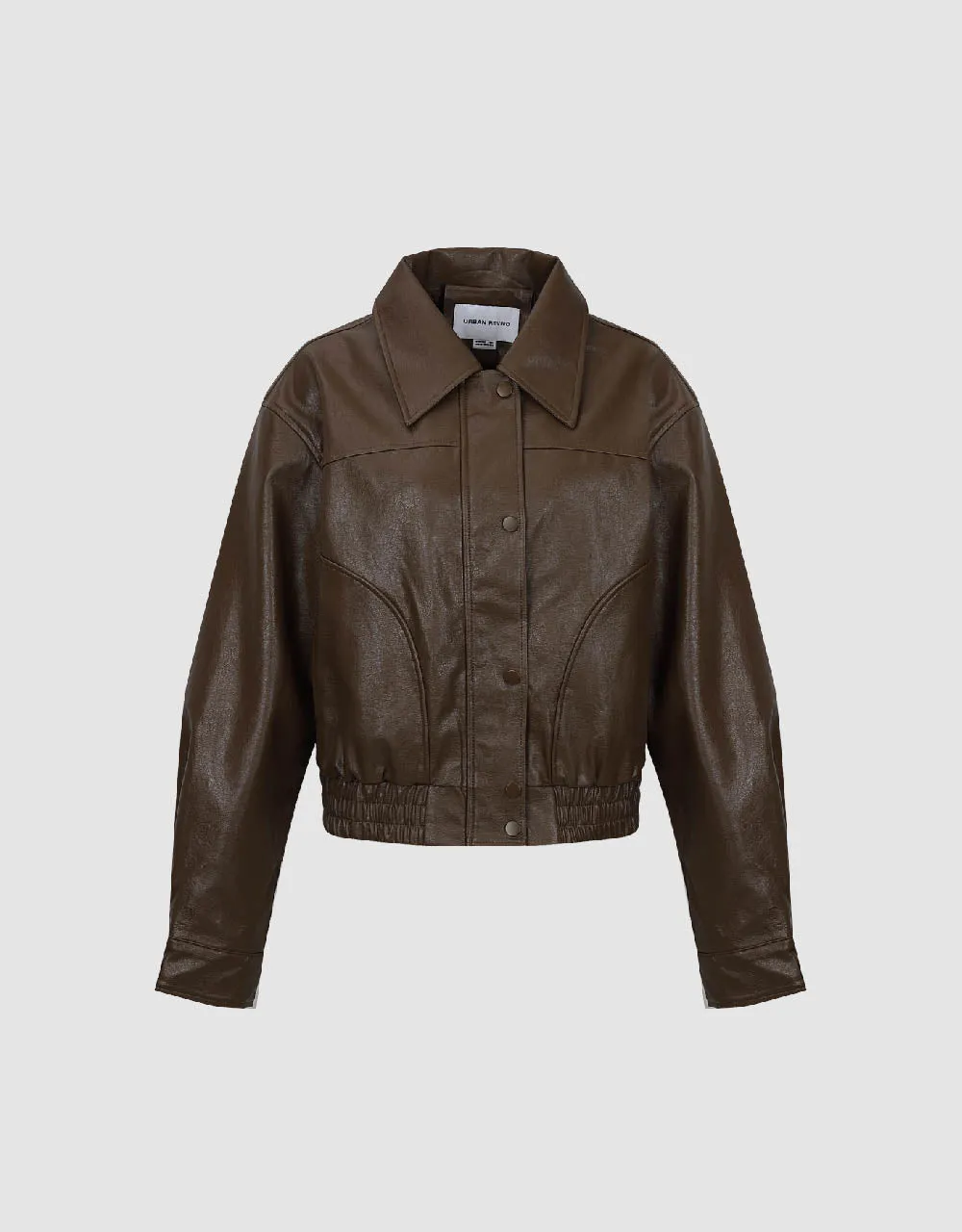 Drop Shoulder Sleeve Vegan Leather Jacket sold by Urban Revivo product image thumbnail 2