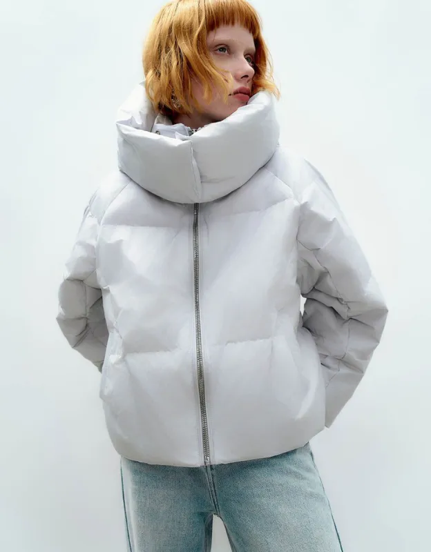 Zipper Front Hooded Down Jacket sold by Urban Revivo