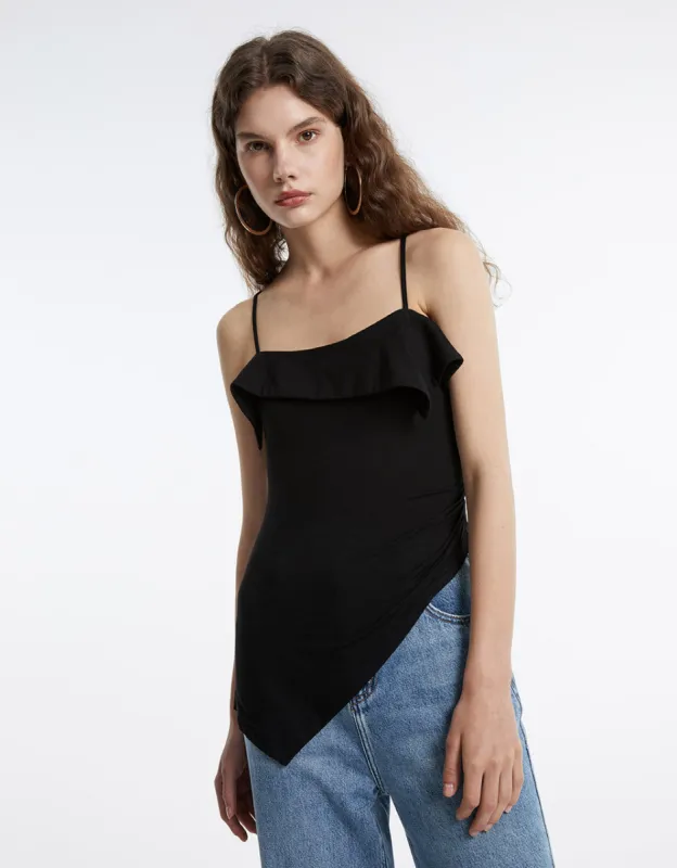 Ruffled Asymmetric Top sold by Urban Revivo