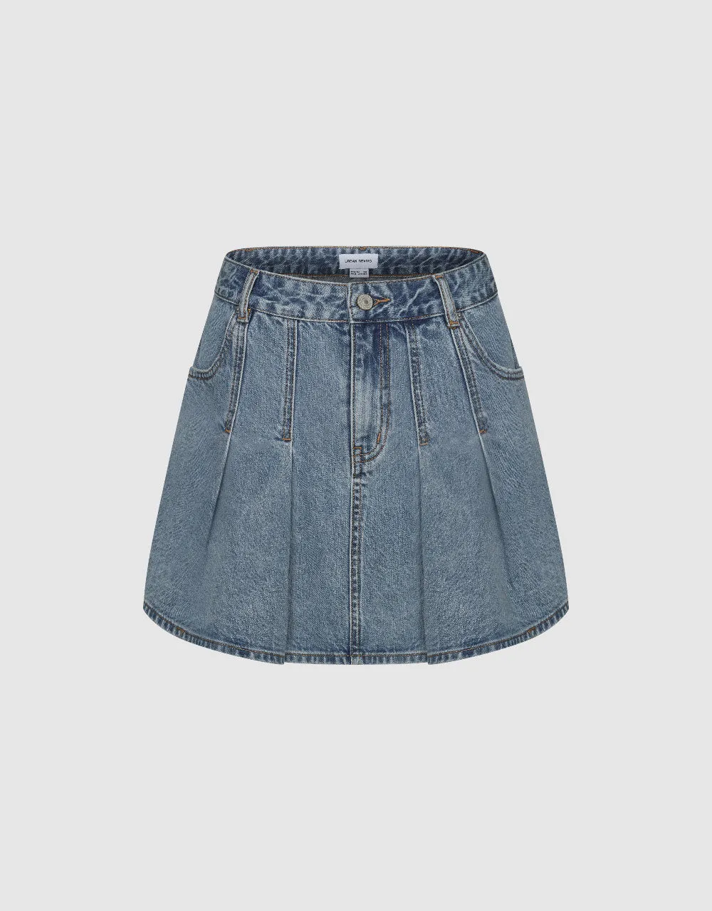 Pleated Mini A-Line Denim Skirt sold by Urban Revivo