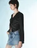Tie Front V-Neck Skinny Shirt sold by Urban Revivo