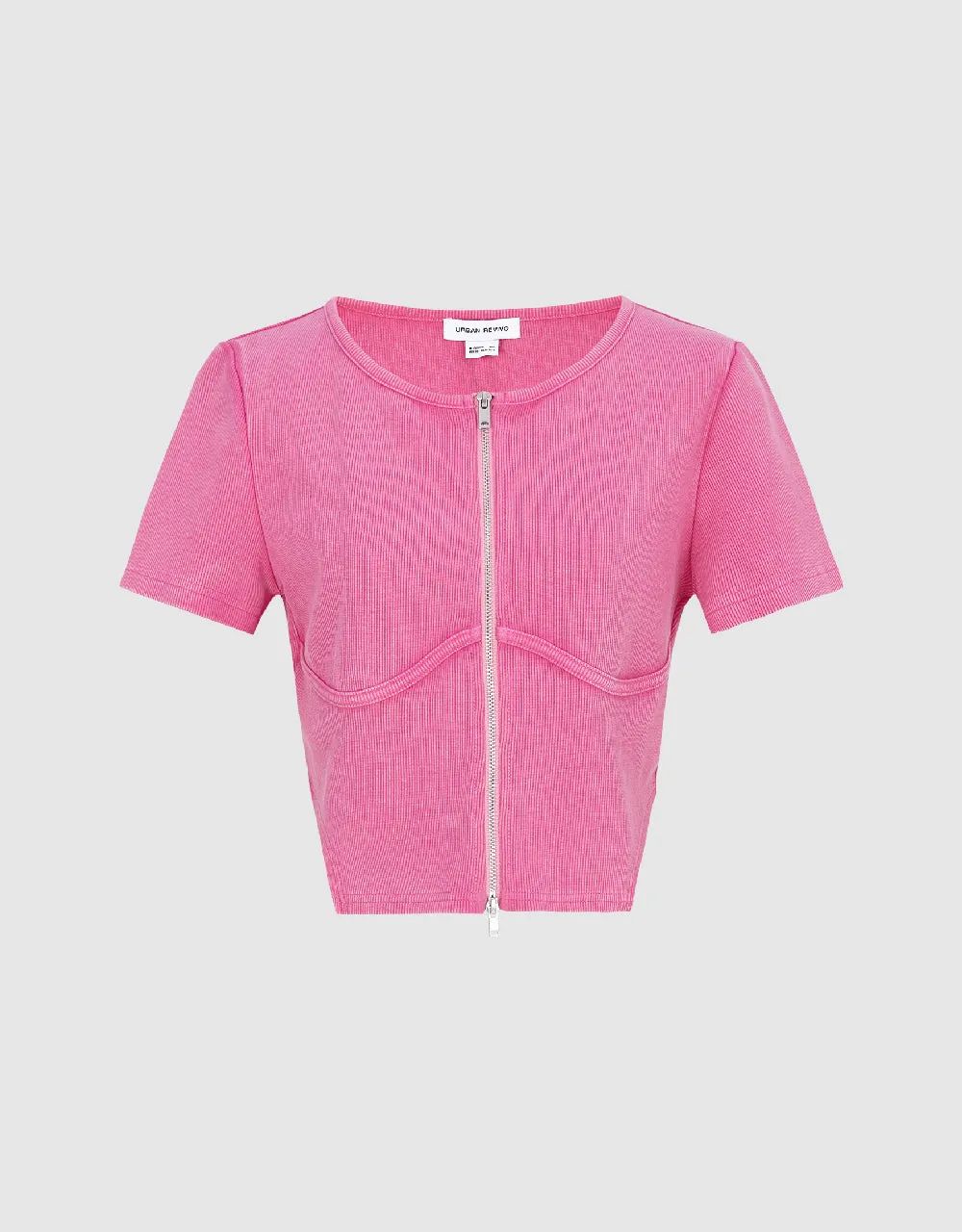 Zipper Front Crew Neck Shirt sold by Urban Revivo