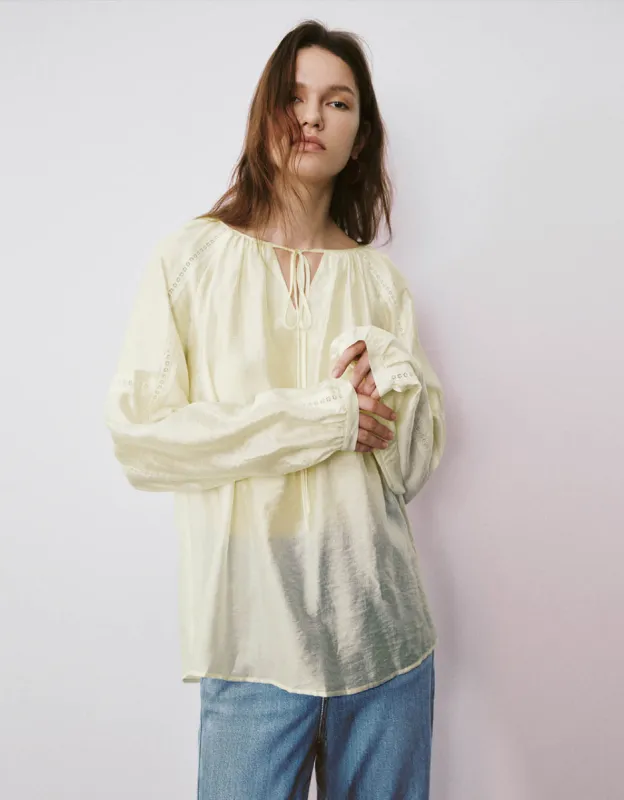 Raglan Sleeve Crew Neck Blouse sold by Urban Revivo