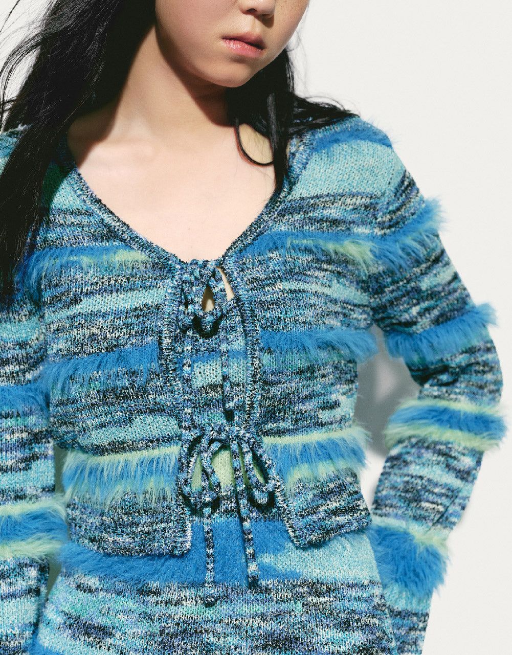 Tie Front Striped Knitted Cardigan sold by Urban Revivo product image thumbnail 5