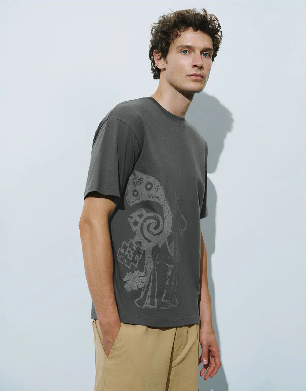 Printed Crew Neck Straight T-Shirt sold by Urban Revivo product image thumbnail 3