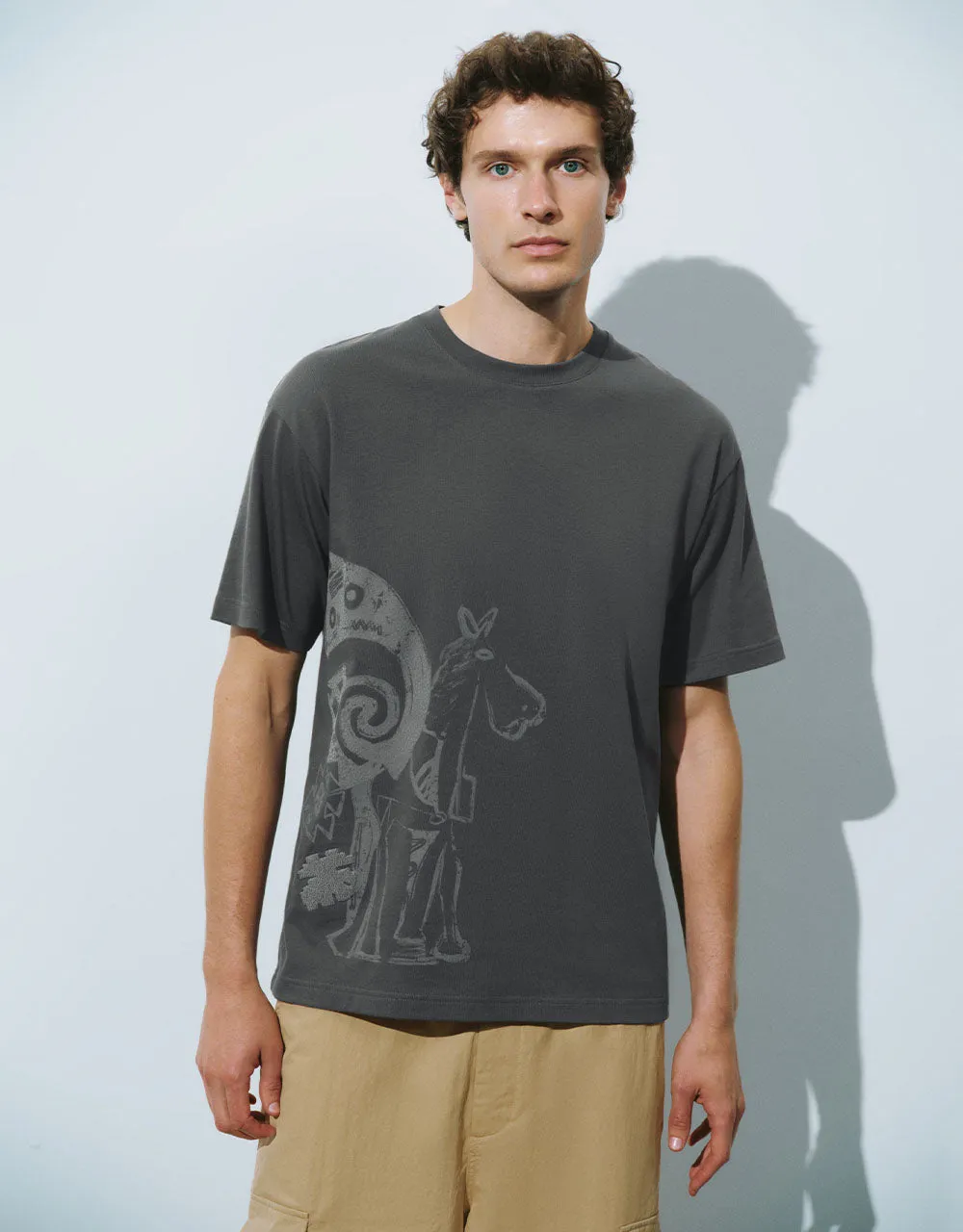 Printed Crew Neck Straight T-Shirt sold by Urban Revivo