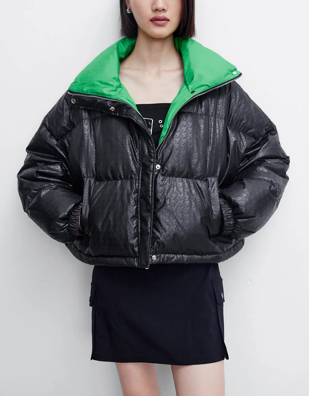 Zipper Front Stand Collar Down Jacket sold by Urban Revivo product image thumbnail 2