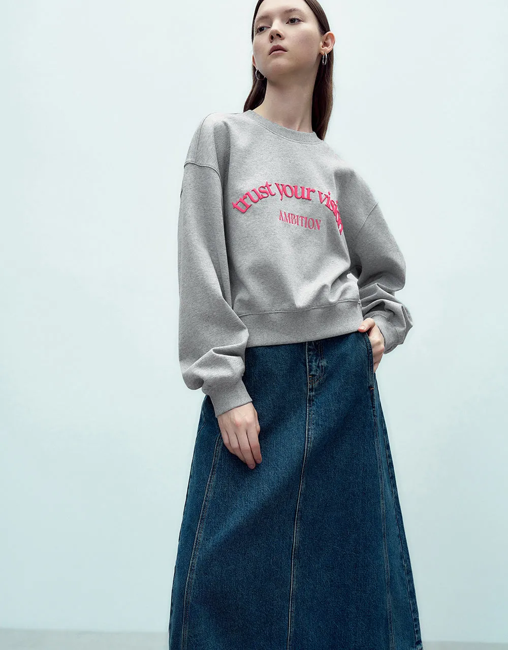 Printed Crew Neck Loose Sweatshirt sold by Urban Revivo product image thumbnail 3