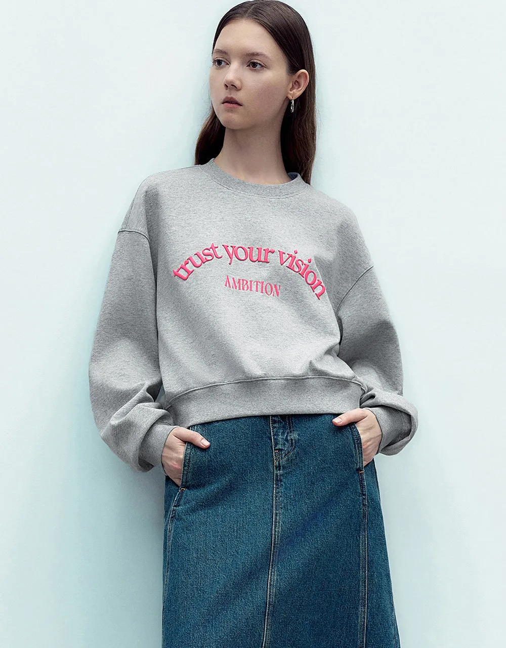 Printed Crew Neck Loose Sweatshirt sold by Urban Revivo