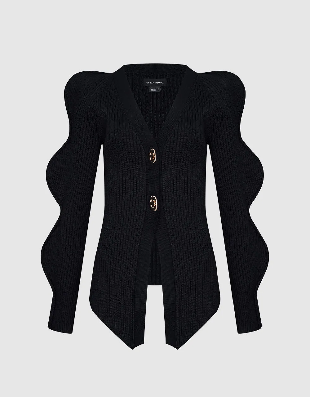 Wave Sleeve V-Neck Knitted Cardigan sold by Urban Revivo product image thumbnail 2