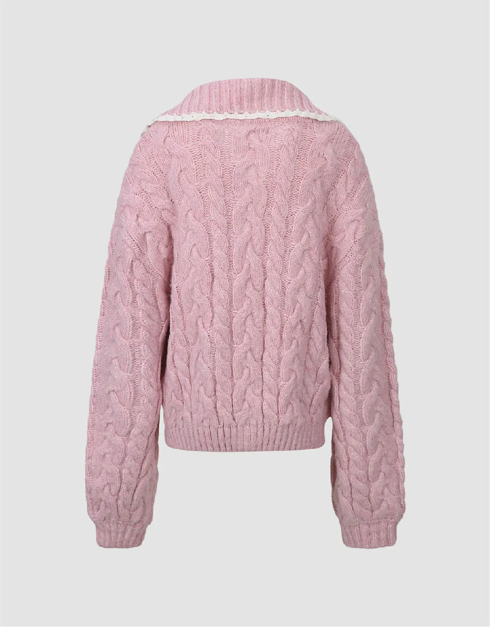 Sailor Collar Neck Loose Knitted Cardigan sold by Urban Revivo product image thumbnail 5