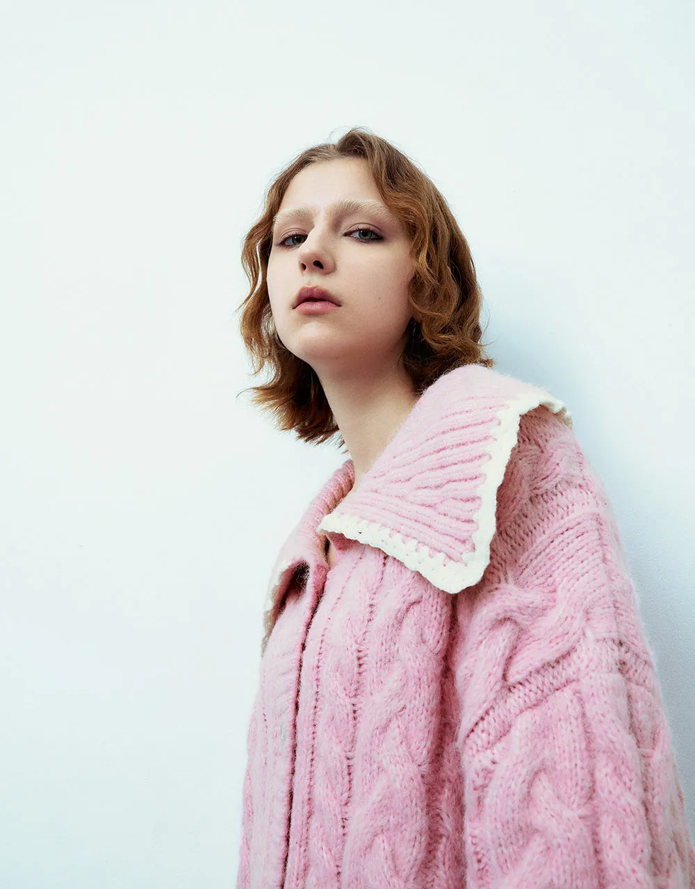 Sailor Collar Neck Loose Knitted Cardigan sold by Urban Revivo product image thumbnail 4