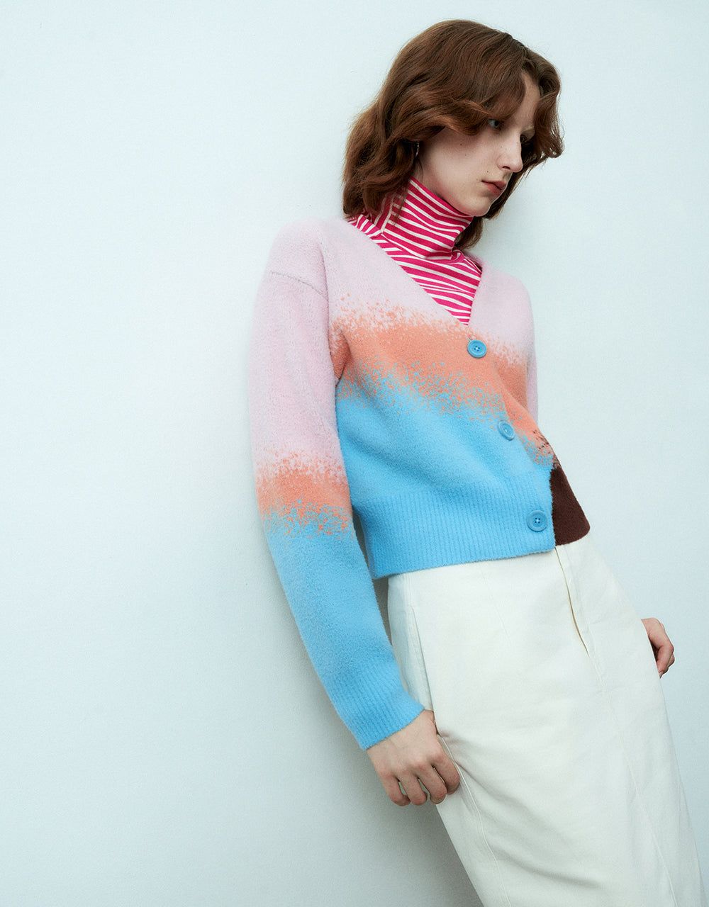 Printed V-Neck Knitted Cardigan sold by Urban Revivo product image thumbnail 3