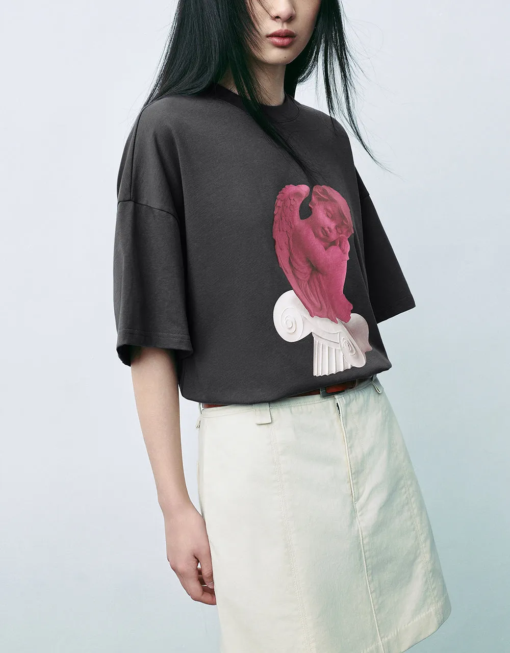 Printed Crew Neck Straight T-Shirt sold by Urban Revivo product image thumbnail 3