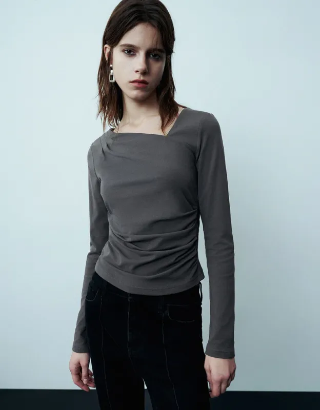 Ruched Skinny Knitted T-Shirt sold by Urban Revivo