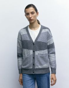Striped V-Neck Knitted Cardigan sold by Urban Revivo