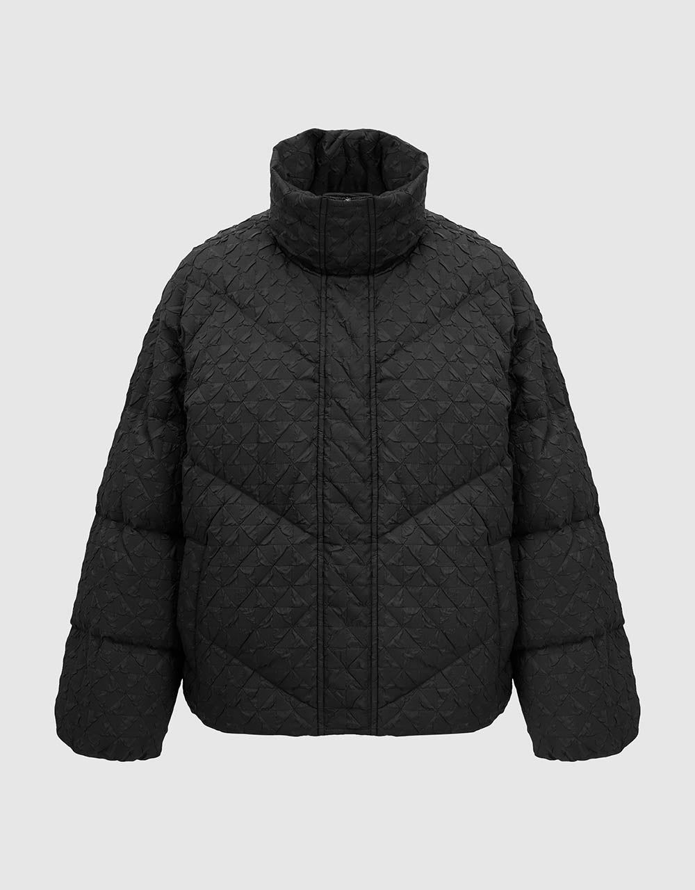 Embossed Stand Collar Puffer Jacket sold by Urban Revivo product image thumbnail 2