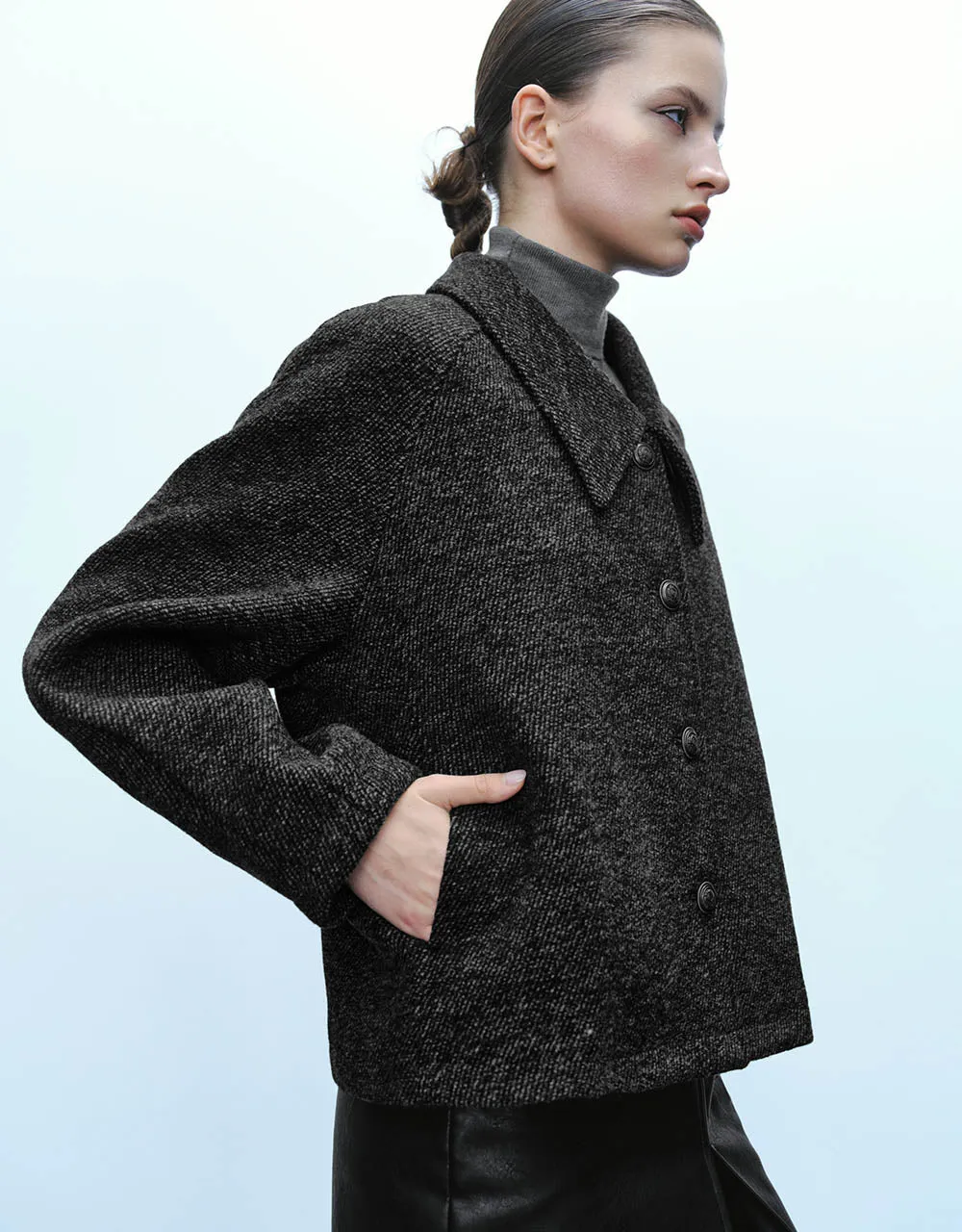 Button Up Straight Jacket sold by Urban Revivo product image thumbnail 3