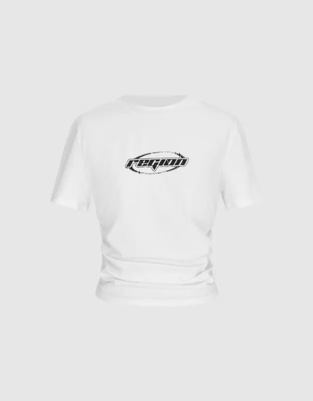 Printed Crew Neck Straight T-Shirt made by Urban Revivo