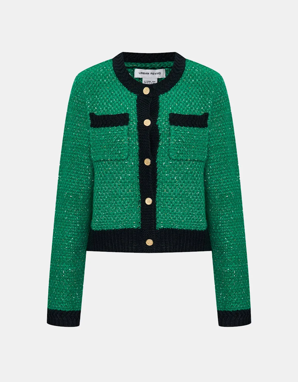 Contrast Trim Patched Pocket Cardigan sold by Urban Revivo