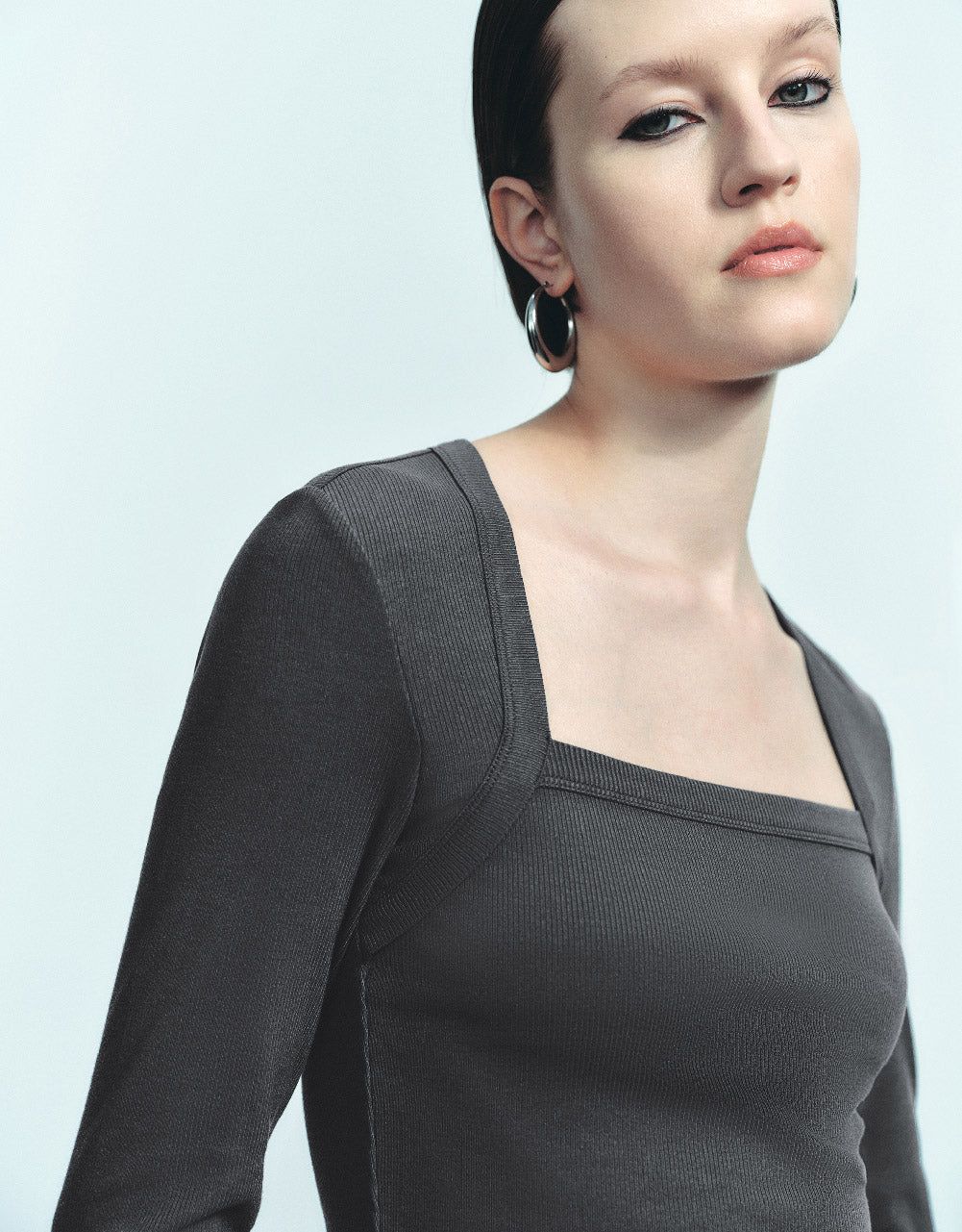 Square-Cut Collar Knitted T-Shirt sold by Urban Revivo product image thumbnail 5