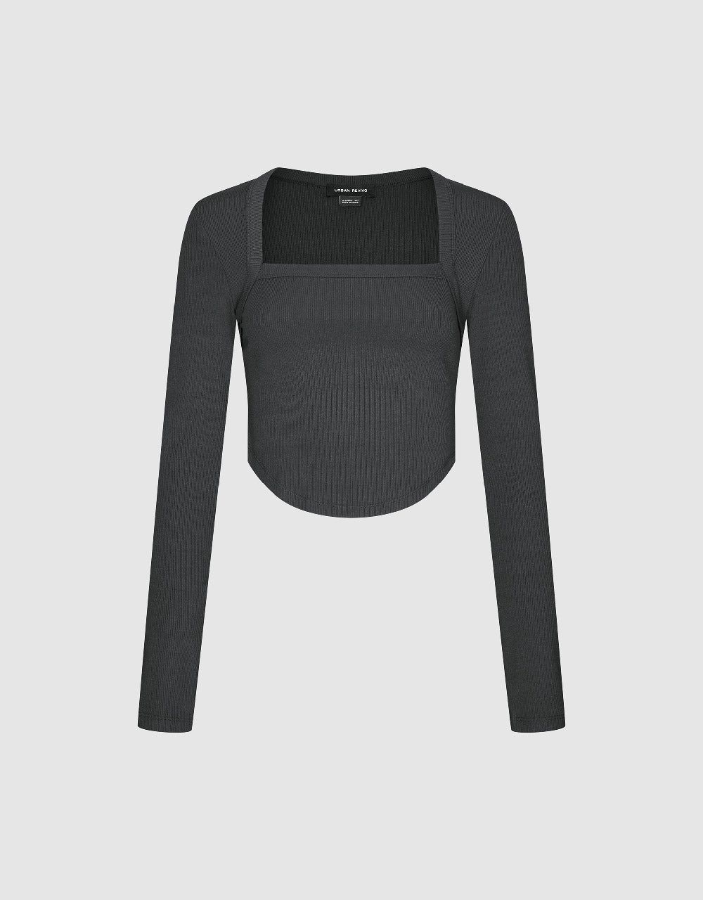 Square-Cut Collar Knitted T-Shirt sold by Urban Revivo product image thumbnail 2