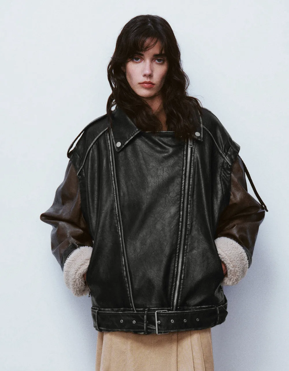 Vegan Leather Padded Coat sold by Urban Revivo