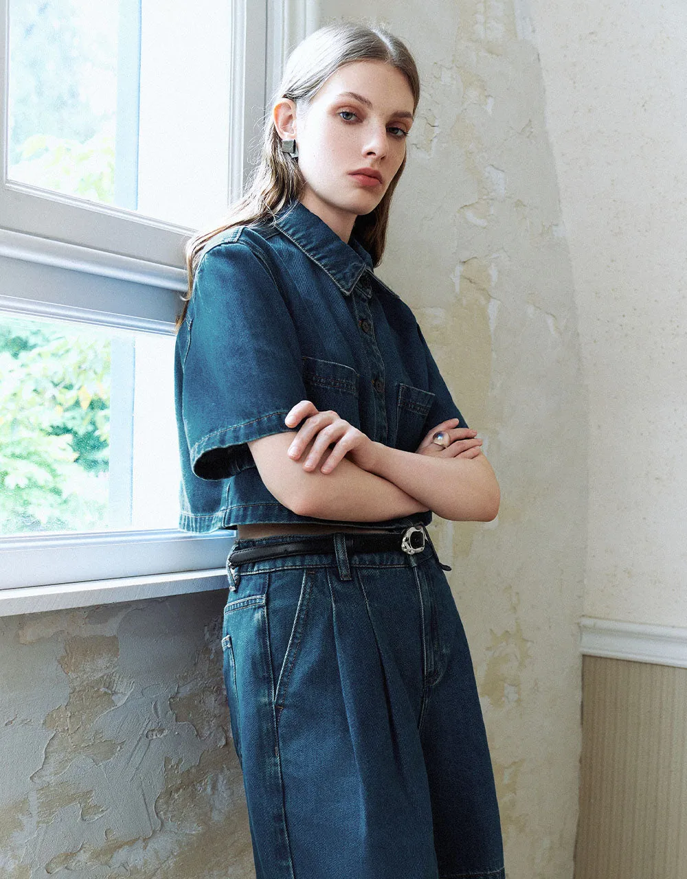 Button Up Denim Shirt sold by Urban Revivo product image thumbnail 3