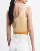 Contrast Trim Half Button Knitted Tank Top sold by Urban Revivo