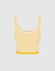 Contrast Trim Half Button Knitted Tank Top sold by Urban Revivo